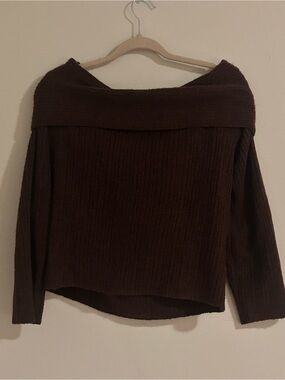 H&M Off-the-Shoulder Wine Red Knit Sweater